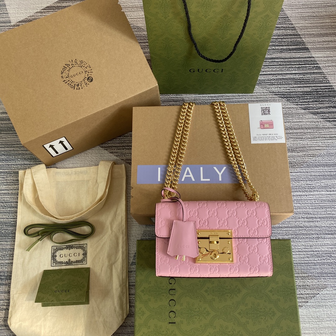 Padlock Small Pink Leather Shoulder Bag 409487